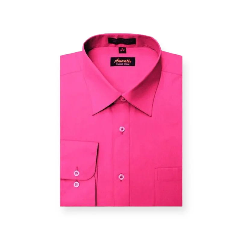 AMANTI: Slim Dress Shirt Fuchsia Classic Men's Pin