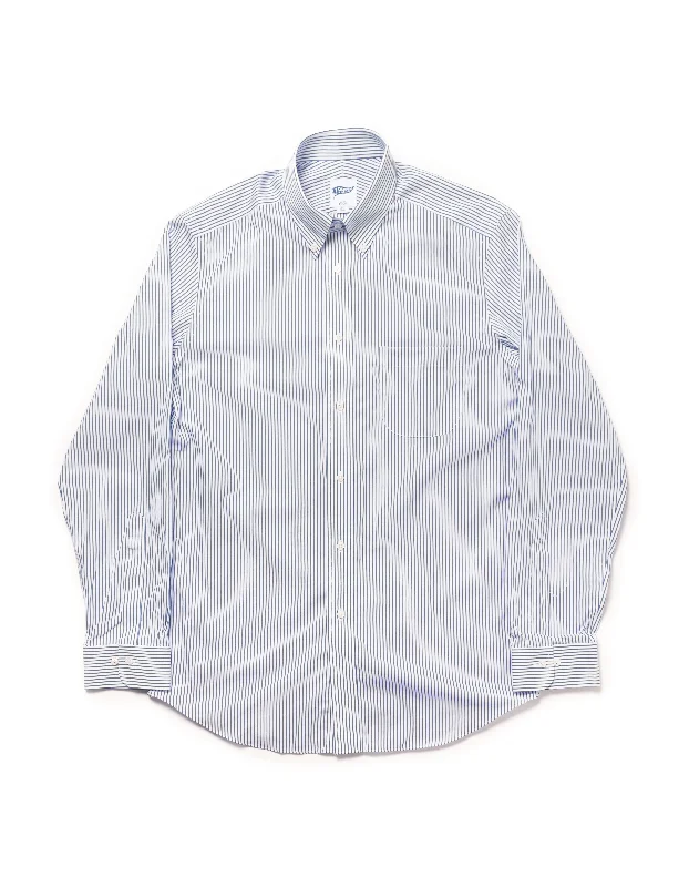 BLUE STRIPE BUTTON DOWN COLLAR SHIRT - TRIM FIT Sporty Men's Athleisure 