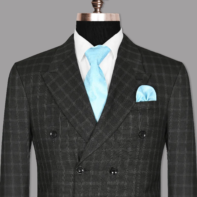 Mine shaft Black Windowpane Double Breasted Blazer Bold Men's Animal