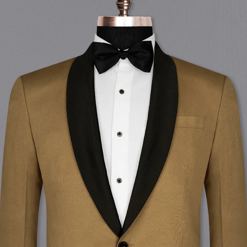 Oak Brown Premium Cotton Tuxedo Blazer Sleek Men's Contemporary 