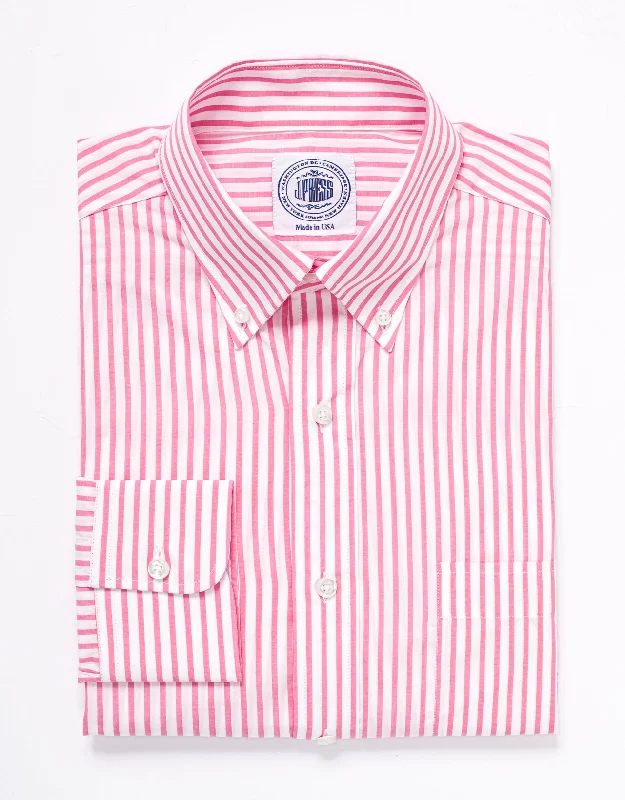 PINK WHITE BUTCHER STRIPE BROADCLOTH DRESS SHIRT Refined Men's Classic 