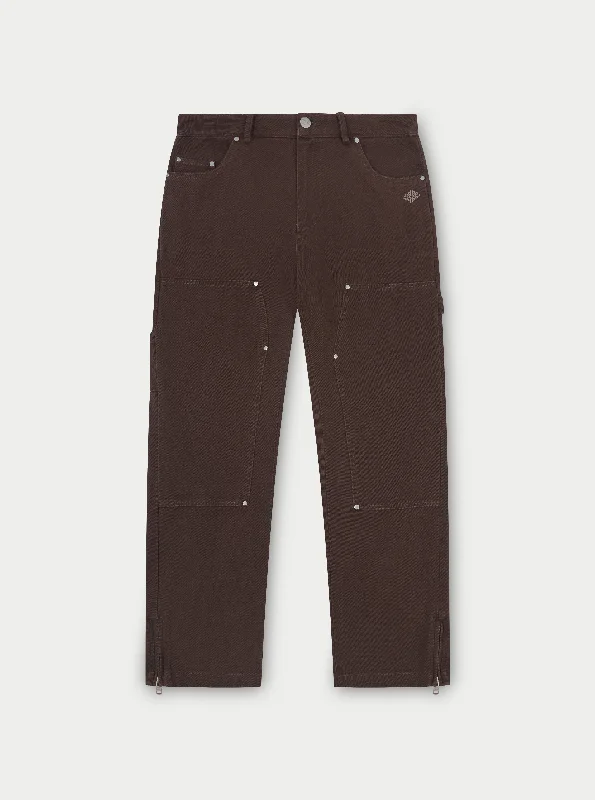 TWILL RIVET DETAIL CARPENTER PANT - DARK BROWN Sophisticated Men's French