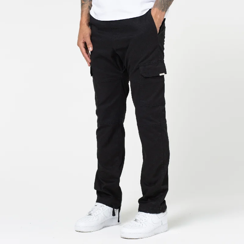 Washed Open Hem Cargo Pants | Black Tough Men's Tactical