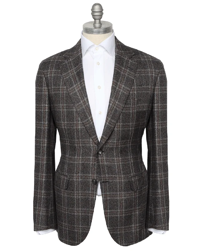 Graphite New Plume Check Sportcoat Polished Men's Silk