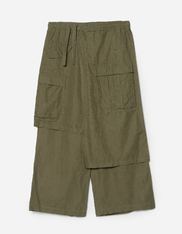 4588 Asym Cargo Hakama Pants Olive OG-107F Street