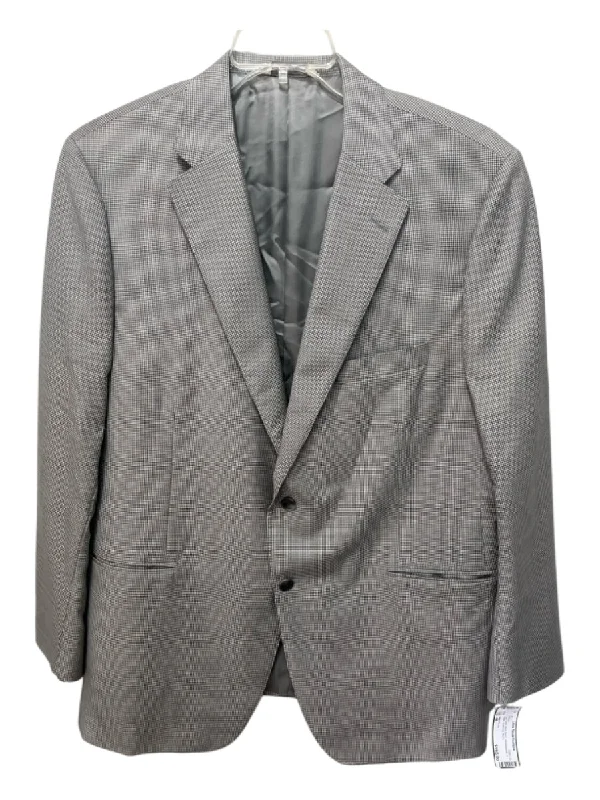 Samuelsohn Light Gray Wool Blend Houndstooth 2 Button Men's Blazer Elegant Men's Cashmere