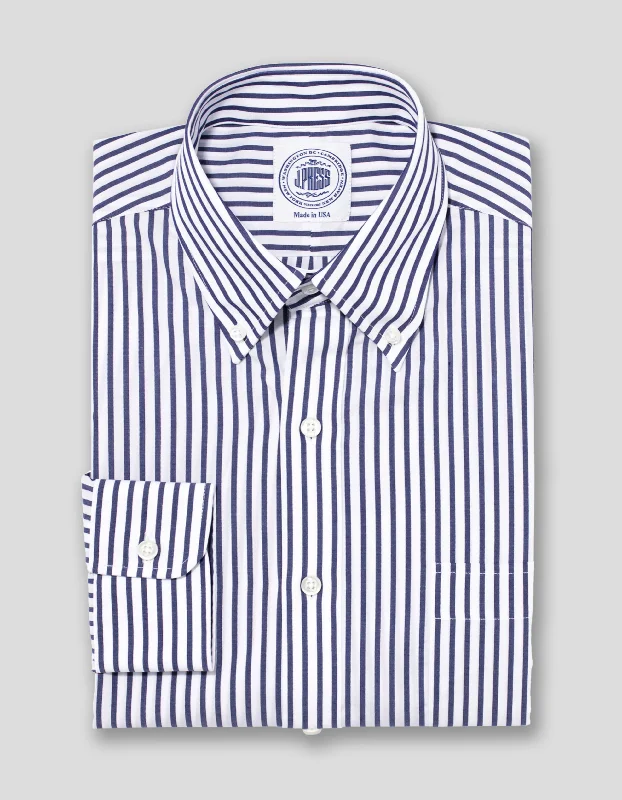 NAVY WHITE BUTCHER STRIPE BROADCLOTH DRESS SHIRT Adventure