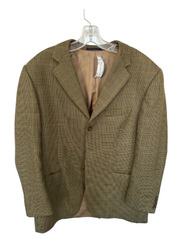 Burberry Tan & Navy Print Wool Houndstooth 3 Button Men's Blazer Cclassic Men's Tweed