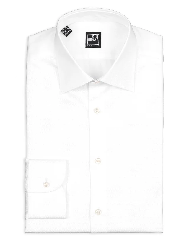 White Twill Dress Shirt Sporty Men's Tennis