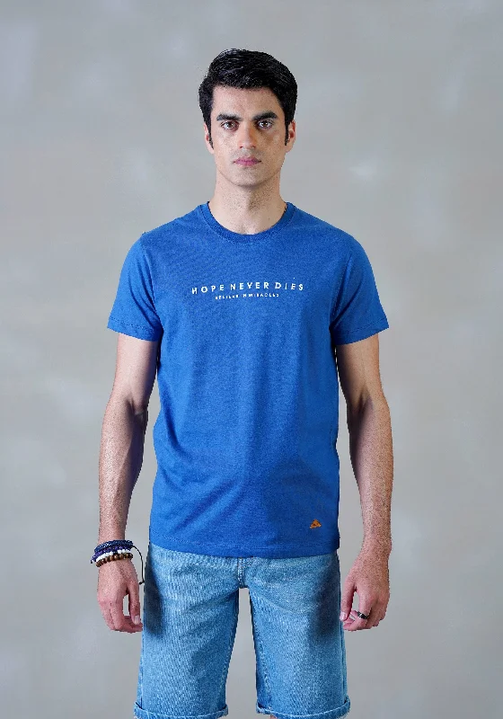 Blue Basic T-Shirt Practical Men's Multi