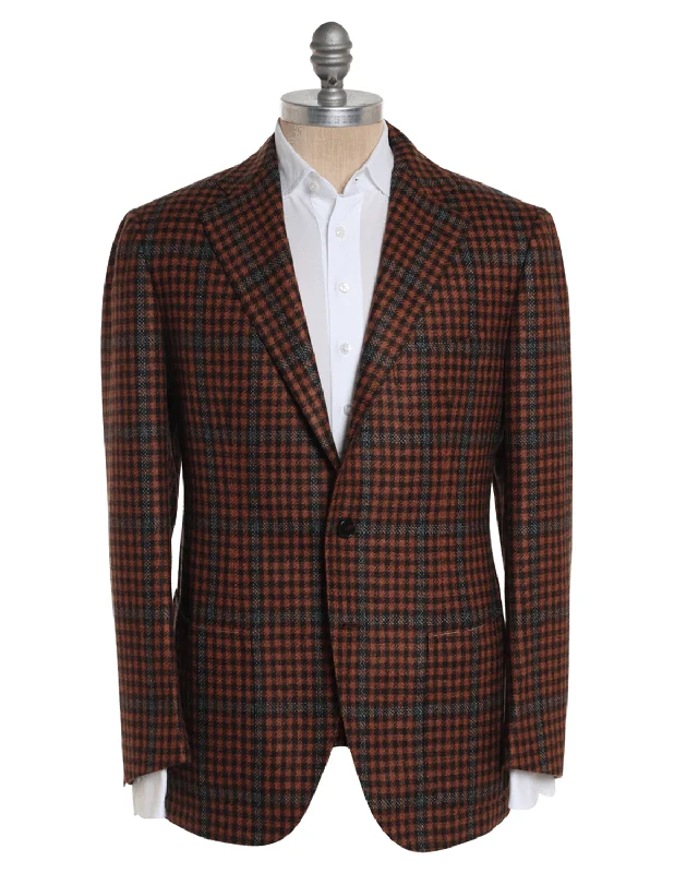 Paprika and Green Cashmere Plaid Sportcoat Youthful Men's Anime