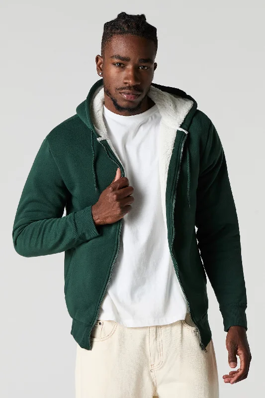 Sherpa Lined Zip-Up Fleece Hoodie Vacation