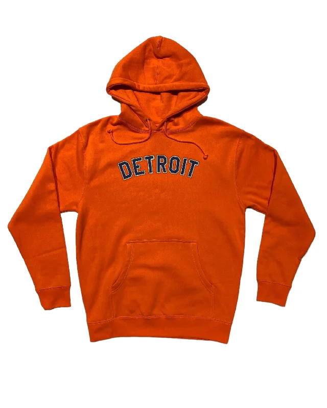 Ink Detroit - Orange & Navy print on Bright Orange Hoodie Cozy Men's Winter