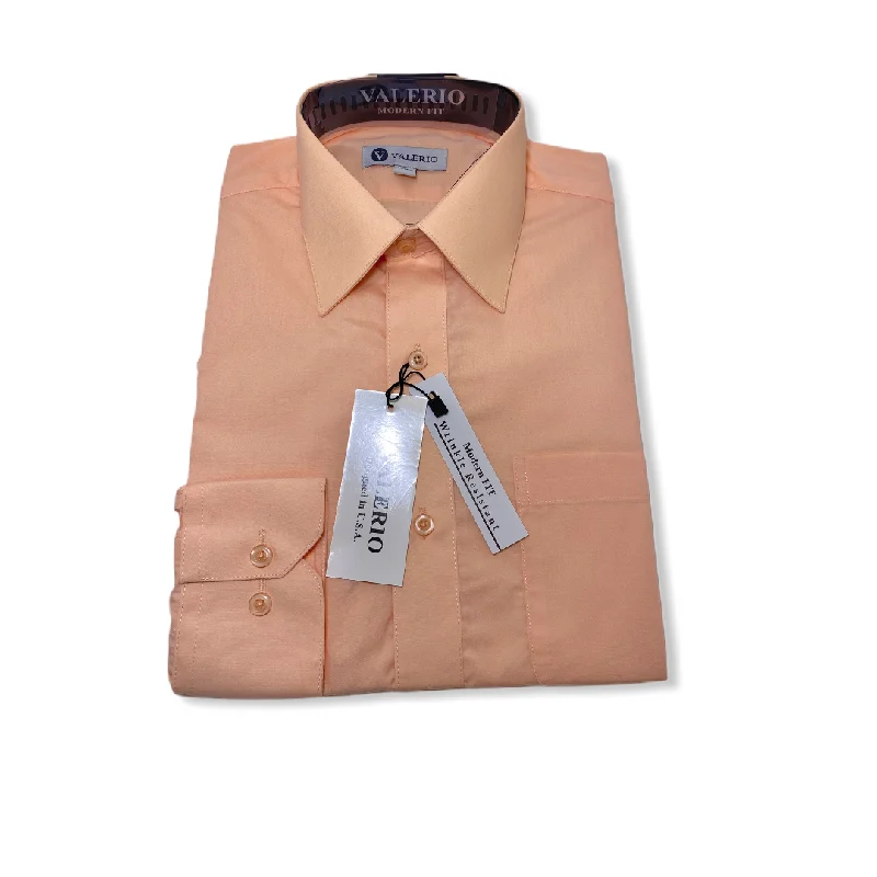 Valerio Peach Dress Shirt (NEW) Polished Men's Silk