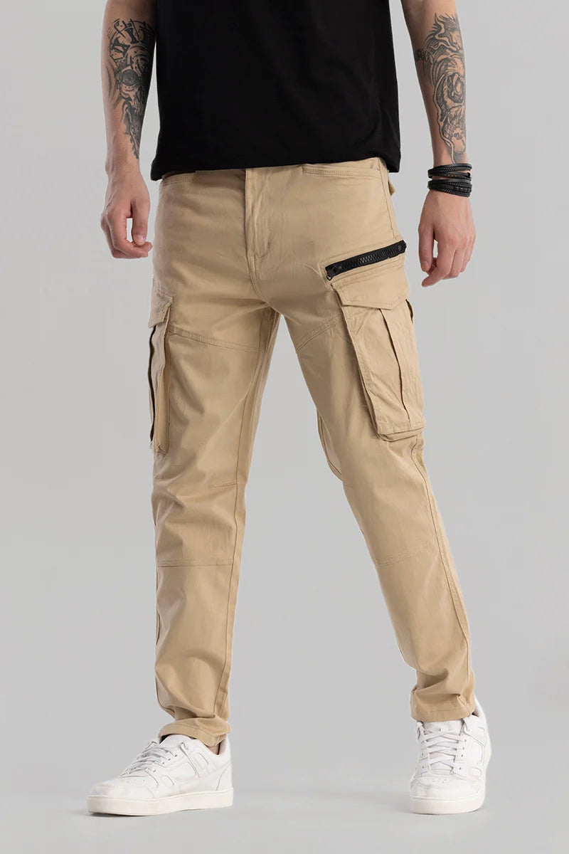 TactiCool Beige Cargo Pant Cool Men's Distressed