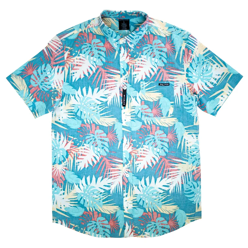 Surf Station Backyard Men's S/S Woven Shirt - Blue Edgy Men's Punk