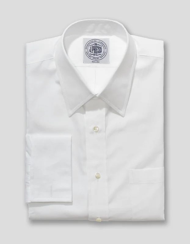 WHITE BROADCLOTH POINT COLLAR FRENCH CUFF SHIRT Artistic Men's Hand