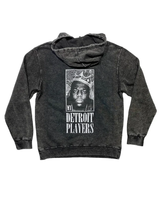 Ink Detroit - My Detroit Players Mineral Wash Hoodie - Black Monochromatic All