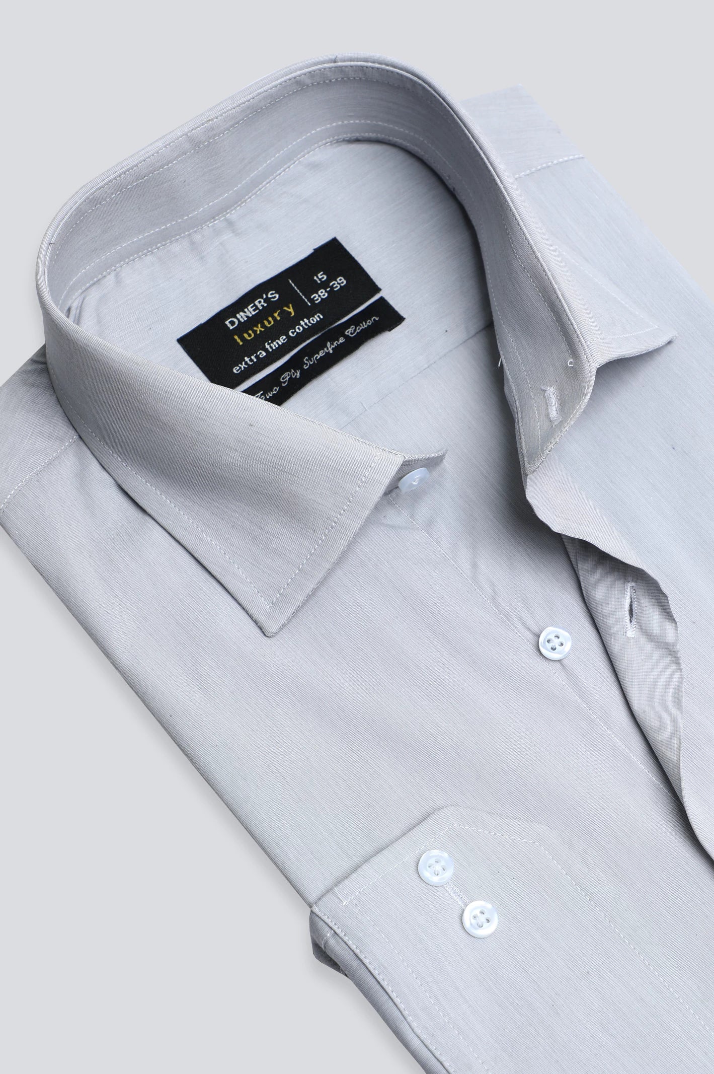 Grey Twill Textured Formal Shirt Laid