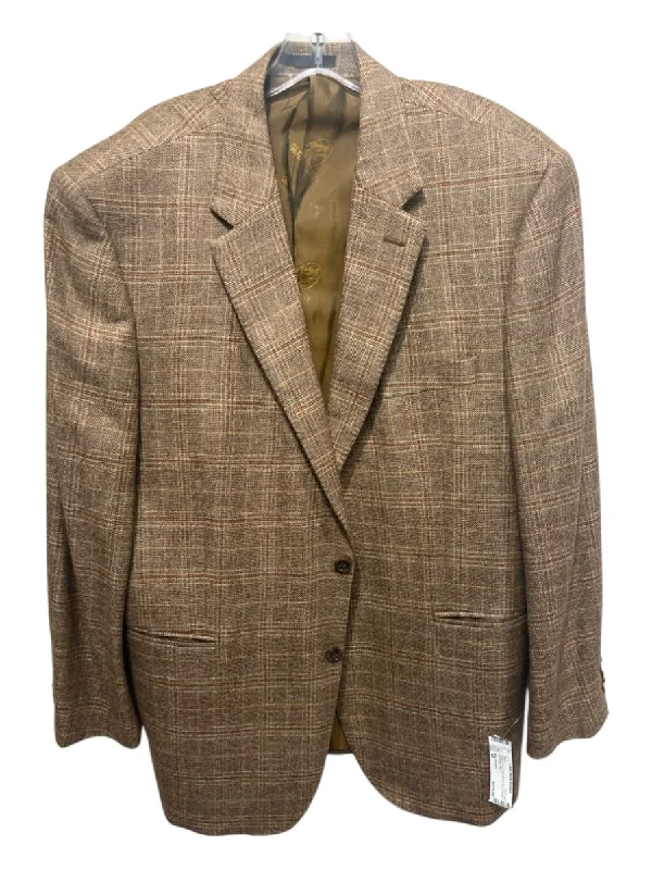 Miller Brothers Brown & Tan Wool Blend Plaid Men's Blazer Tough Men's Military