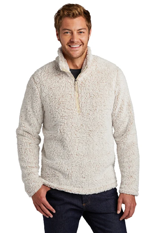 Port Authority Mens Cozy Sherpa Fleece 1/4 Zip Jacket - Heather Oatmeal Refined Men's Hand