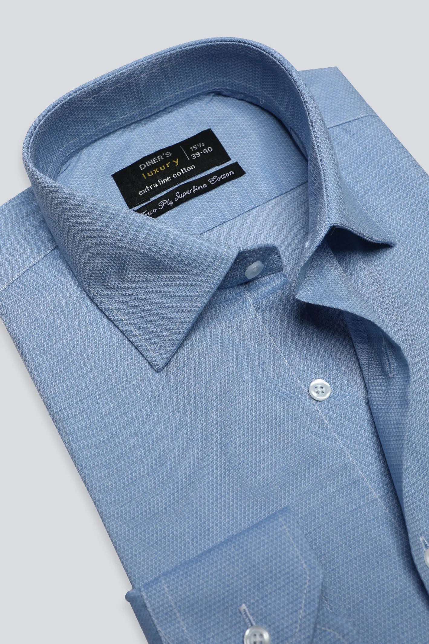 Blue Textured Formal Shirt Laid