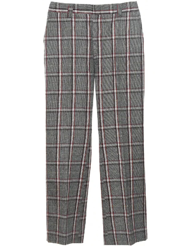 Checked Pattern Trousers - W33 L32 Trendy Men's Scandinavian