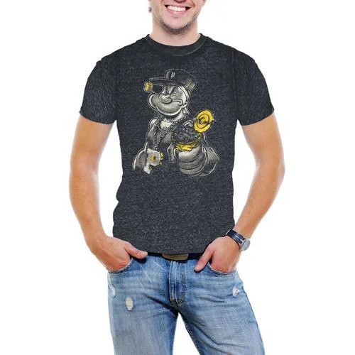 Gangster Popeye Men Acid Wash T-Shirt Soft Cotton Short Sleeve Tee Earthy Men's Sustainable 