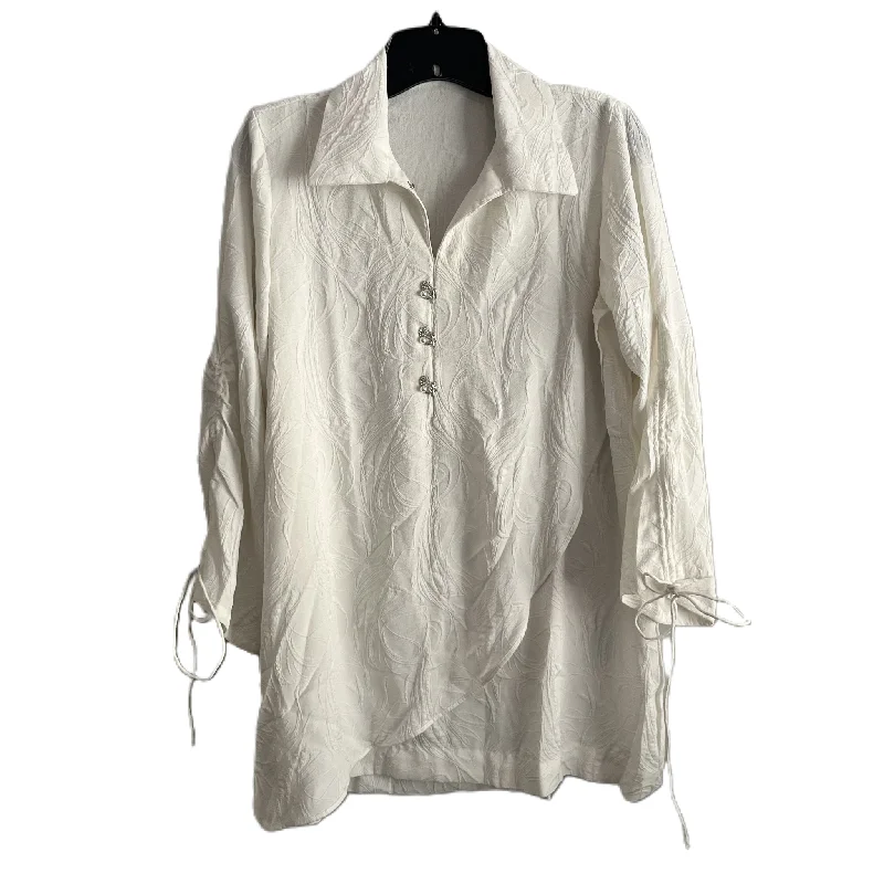 Top Long Sleeve By Sapphier In White, Size: M Trendy Men's Oversized