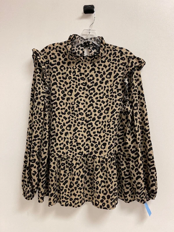 Top Long Sleeve By Shein In Animal Print, Size: L Relaxed Men's Beach