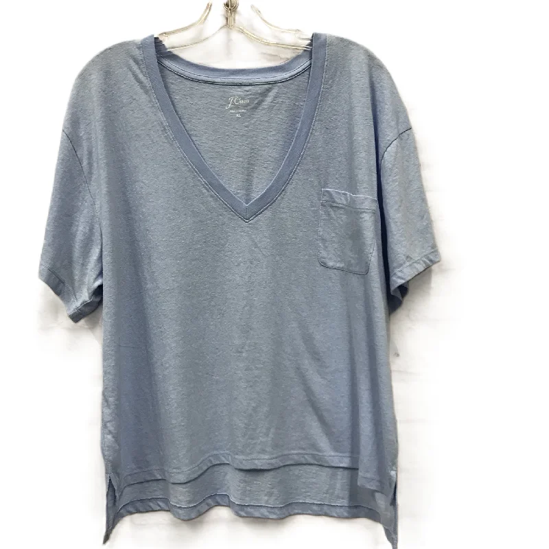 Blue Top Short Sleeve Basic By J. Crew, Size: Xl Laid