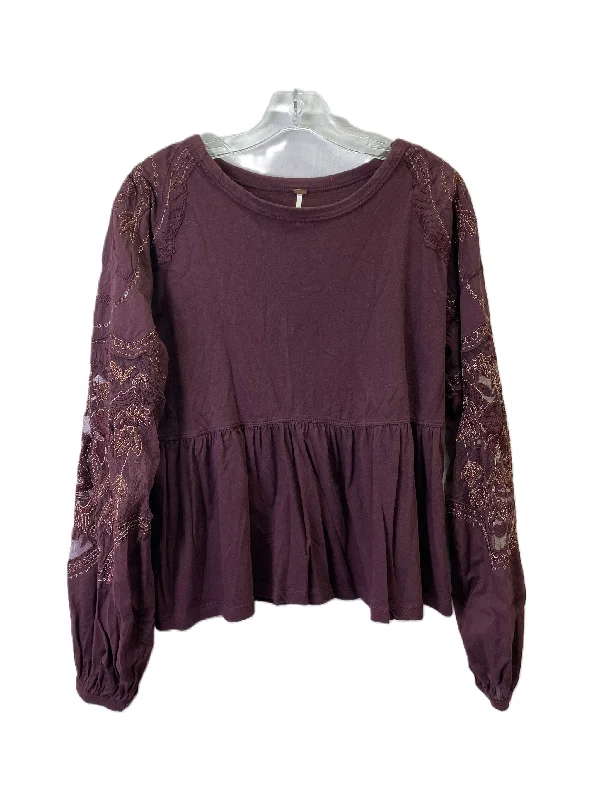 Top Long Sleeve By Free People In Maroon, Size: S Edgy Men's Punk