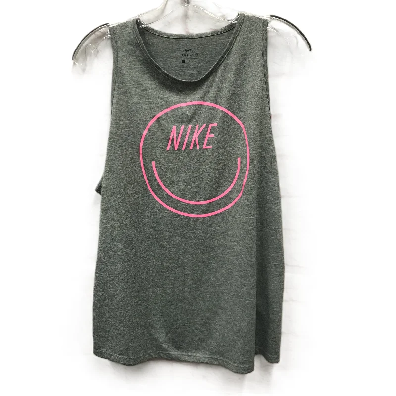 Grey Athletic Top Short Sleeve By Nike, Size: L Tailored