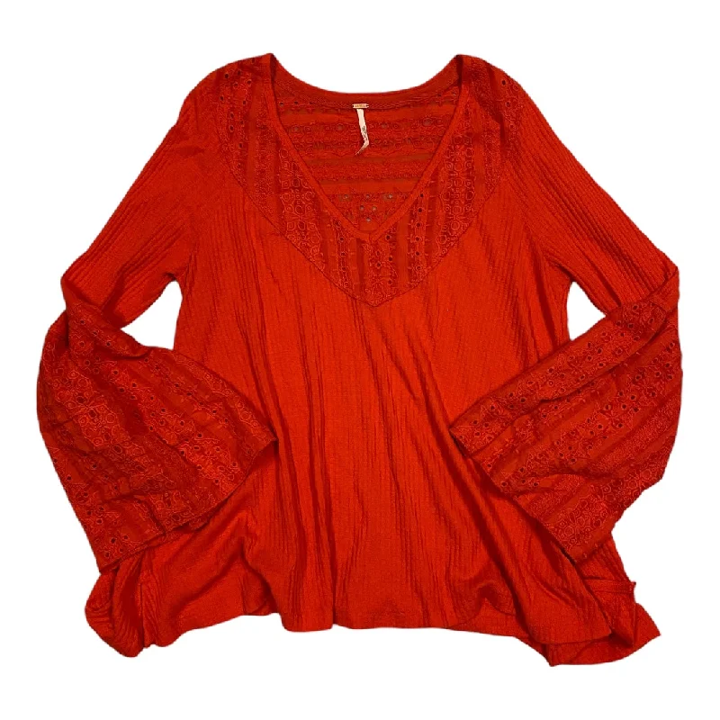 Top Long Sleeve By Free People In Red, Size: Xs Bohemian Men's Free