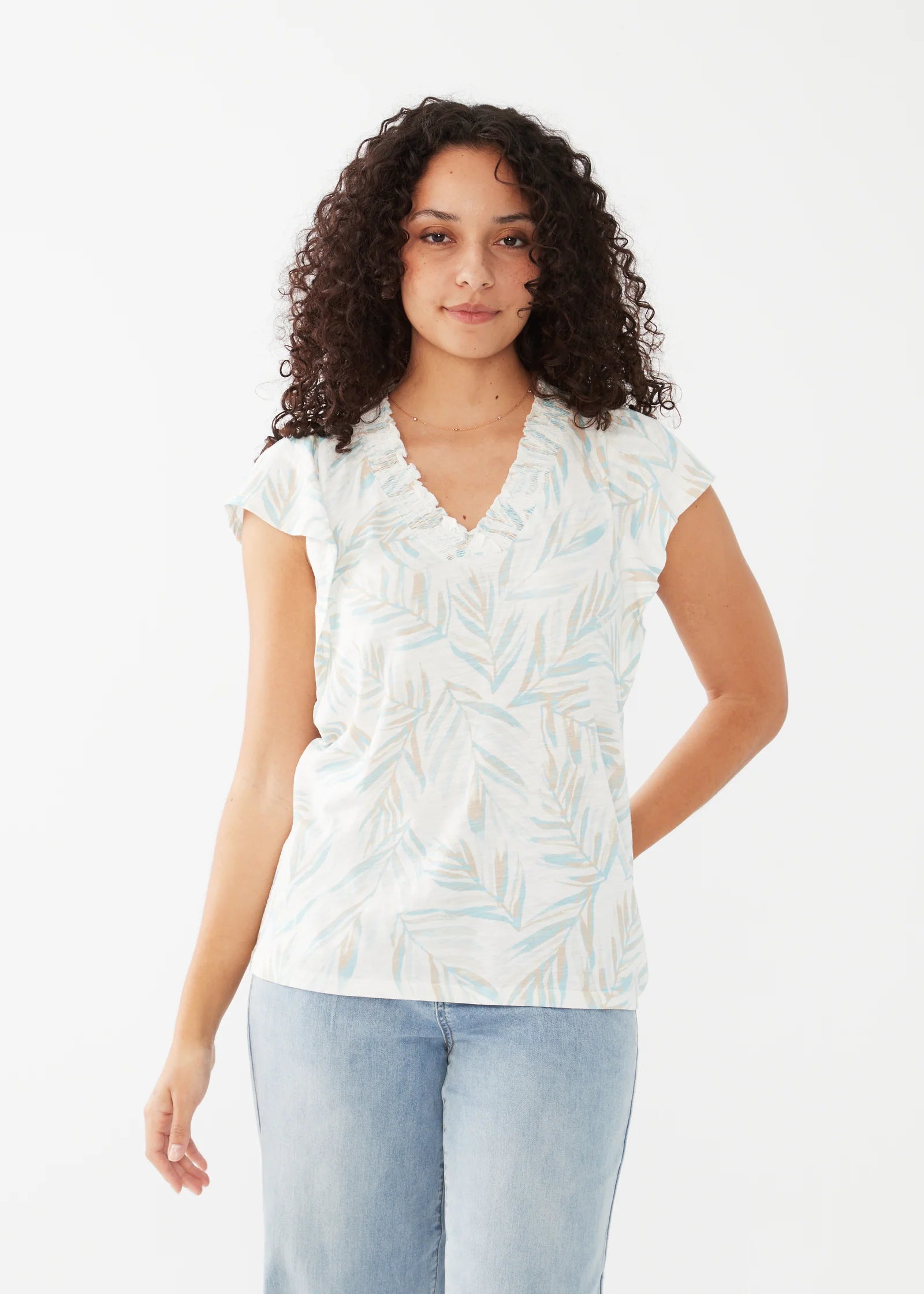 FDJ Flutter Sleeve Printed Palm Top Monochromatic All