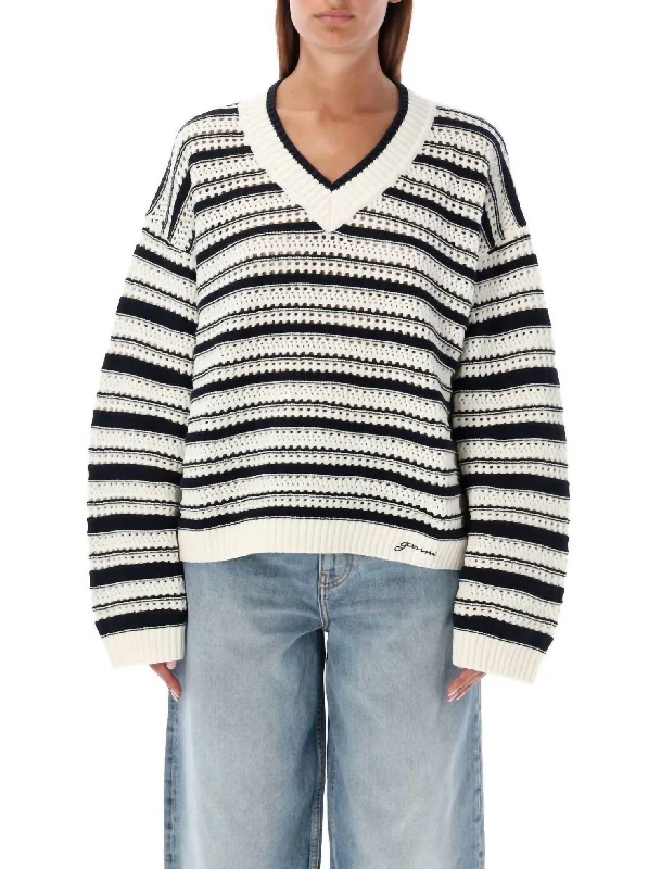 Striped Cotton V-Neck Pullover Lumberjack