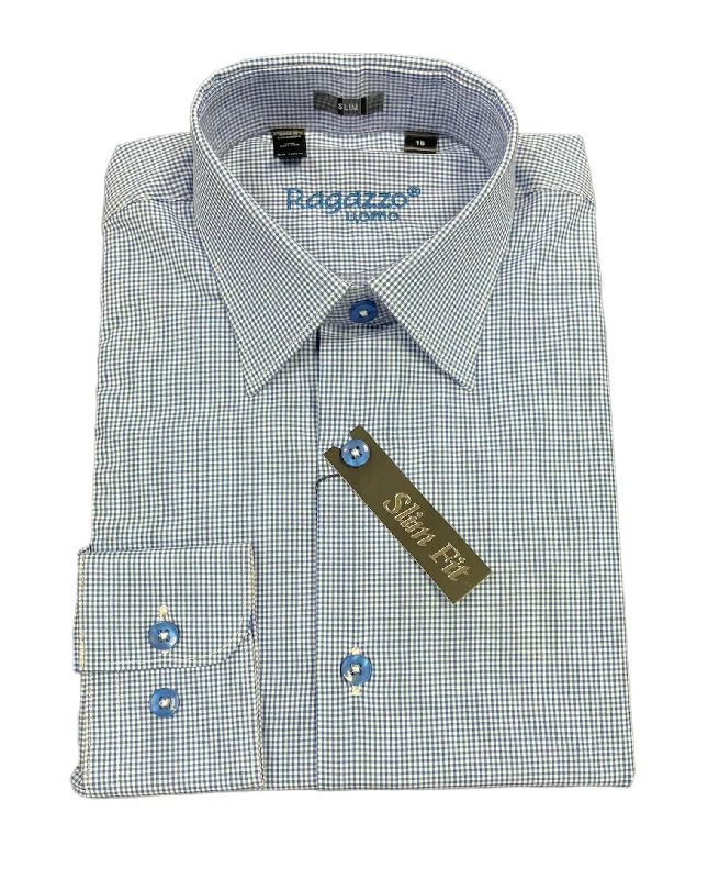 SLIM FIT MINI CHECK - BLUE Sharp Men's Italian