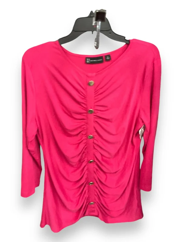 Top Long Sleeve By New York And Co In Pink, Size: Xl Laid