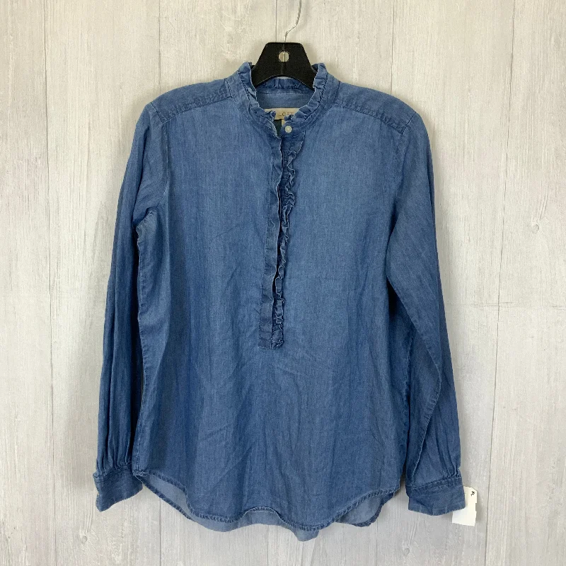 Top Long Sleeve By Loft In Blue Denim, Size: Xs Luxurious Men's High