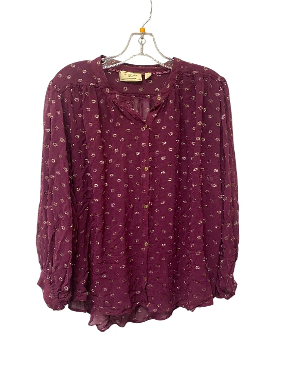 Top Long Sleeve By Anthropologie In Purple, Size: Xl Trendy Men's Scandinavian