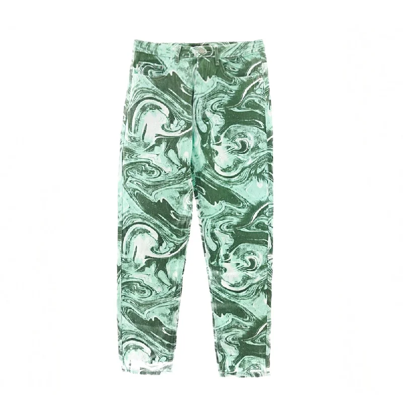 Men's Printed Tapered Jeans,Green Unique Men's Patch