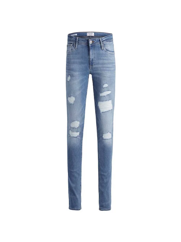 Men's Ripped Washed Skinny Jeans,Blue Modern Men's Geometric