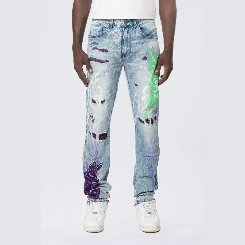 Long Slim Tribal Print R&R Jean - Lowell Blue Sporty Men's Tennis