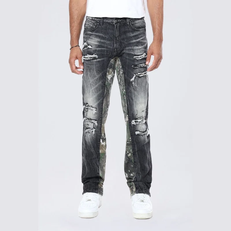 Long Tapestry Insert Jeans - Moon Black Youthful Men's Pop