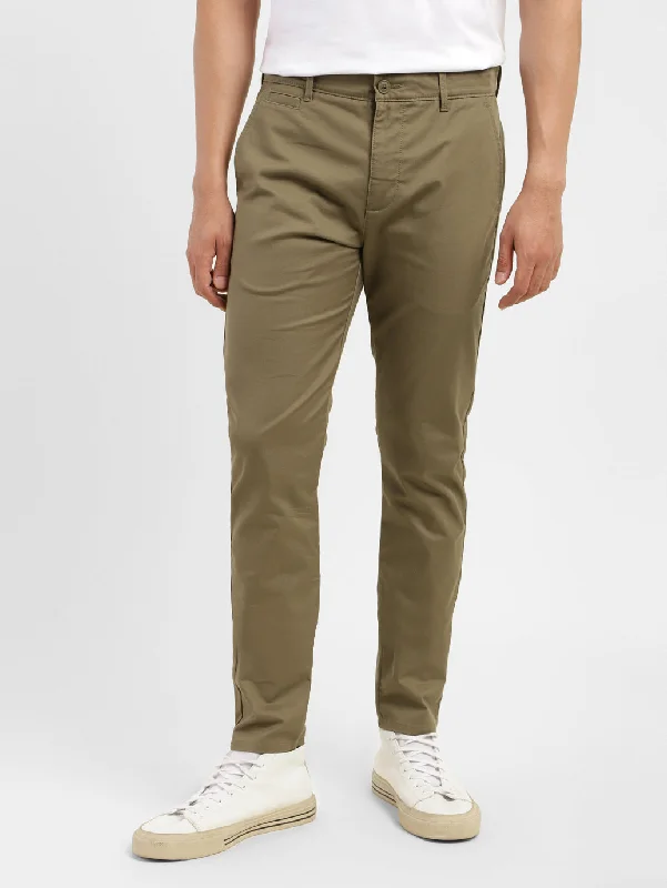 Men's Olive Slim Fit Trousers Bohemian Men's Free