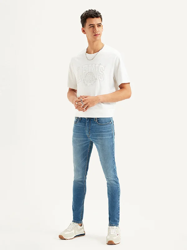 Men's Skinny Taper Fit Blue Jeans Trendy Men's Bucket