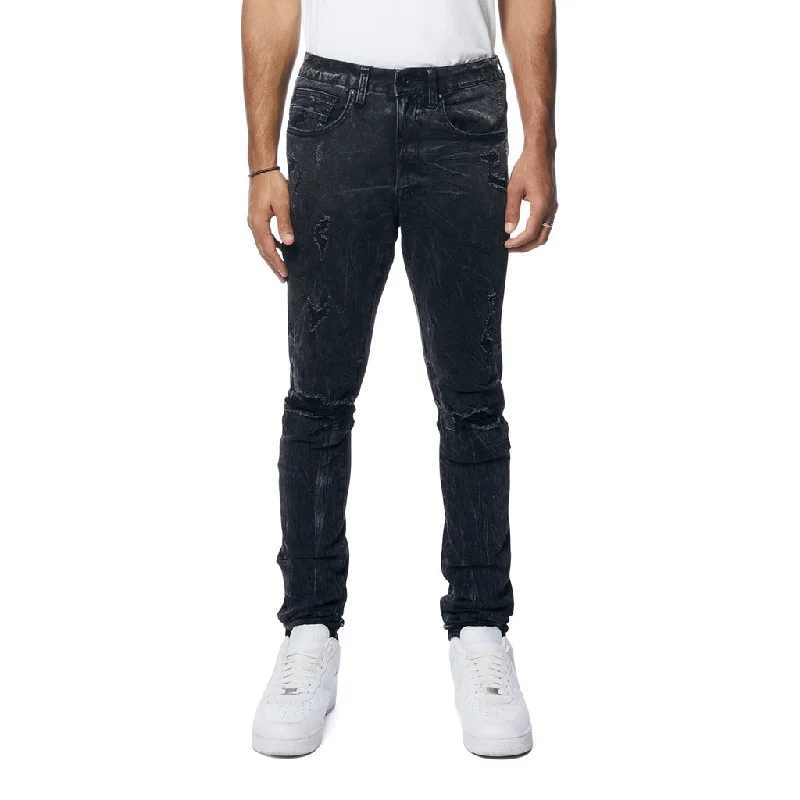 Rooting Effect Slim Tapered Denim Jeans - Black Matrix Dapper Men's 1920S