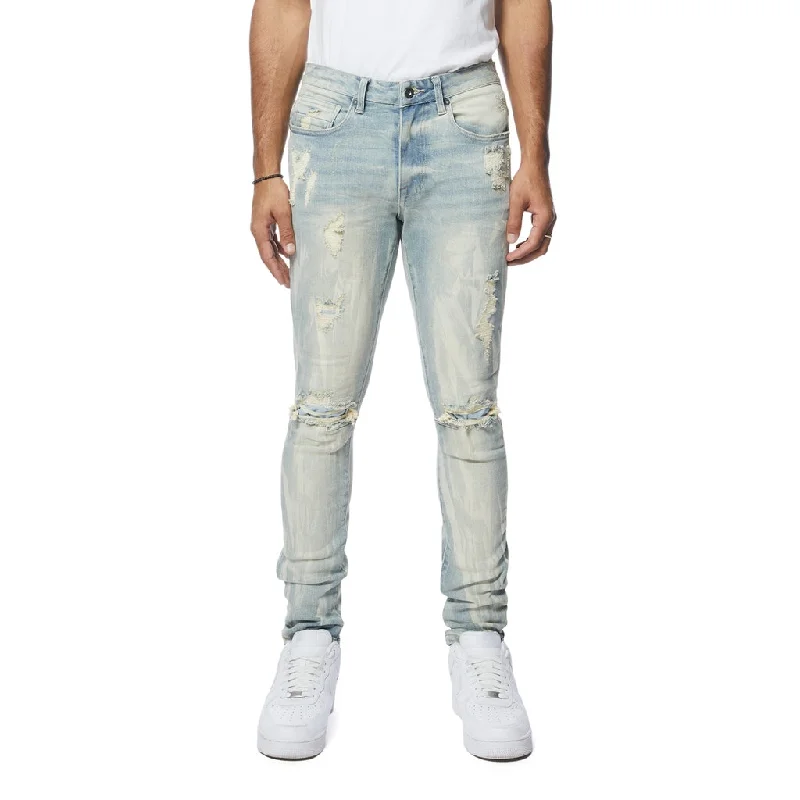 Rooting Effect Slim Tapered Denim Jeans - Seville Blue Organic