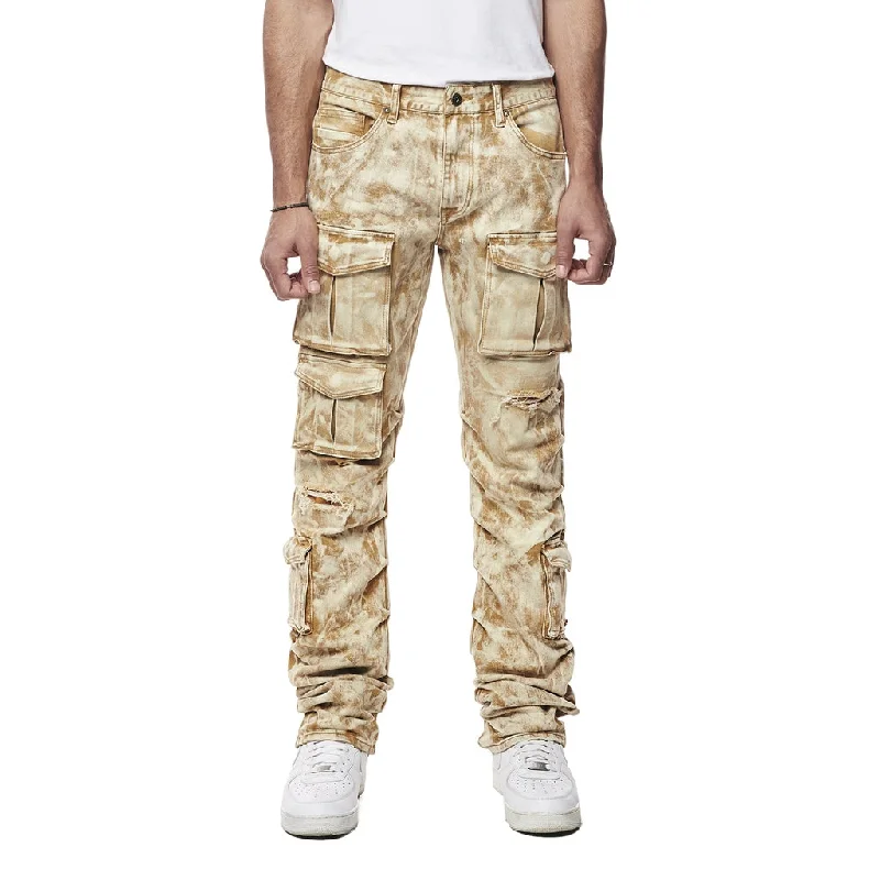 Utility Multi Colored Cargo Straight Denim Jeans - Frappe Beach