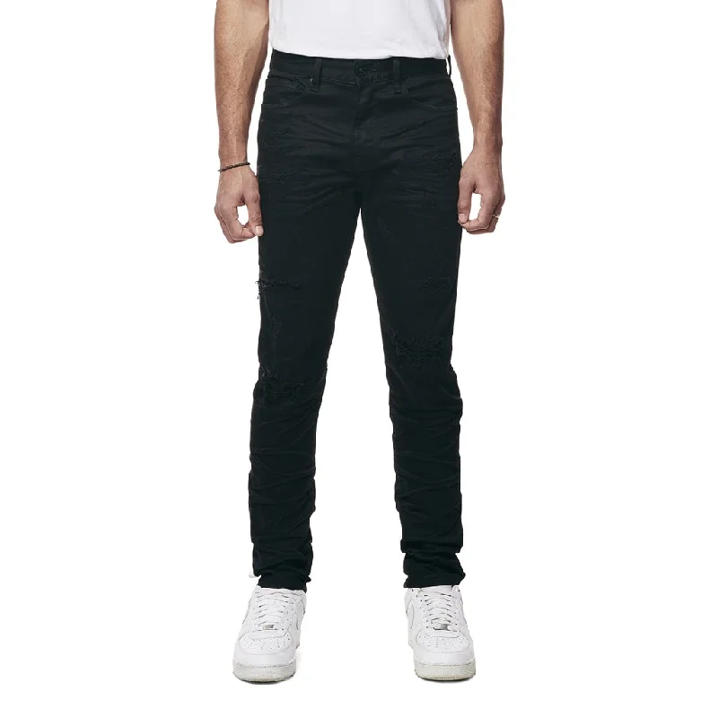 Vintage Washed Slim Denim Jeans - Jet Black Relaxed Men's Beach